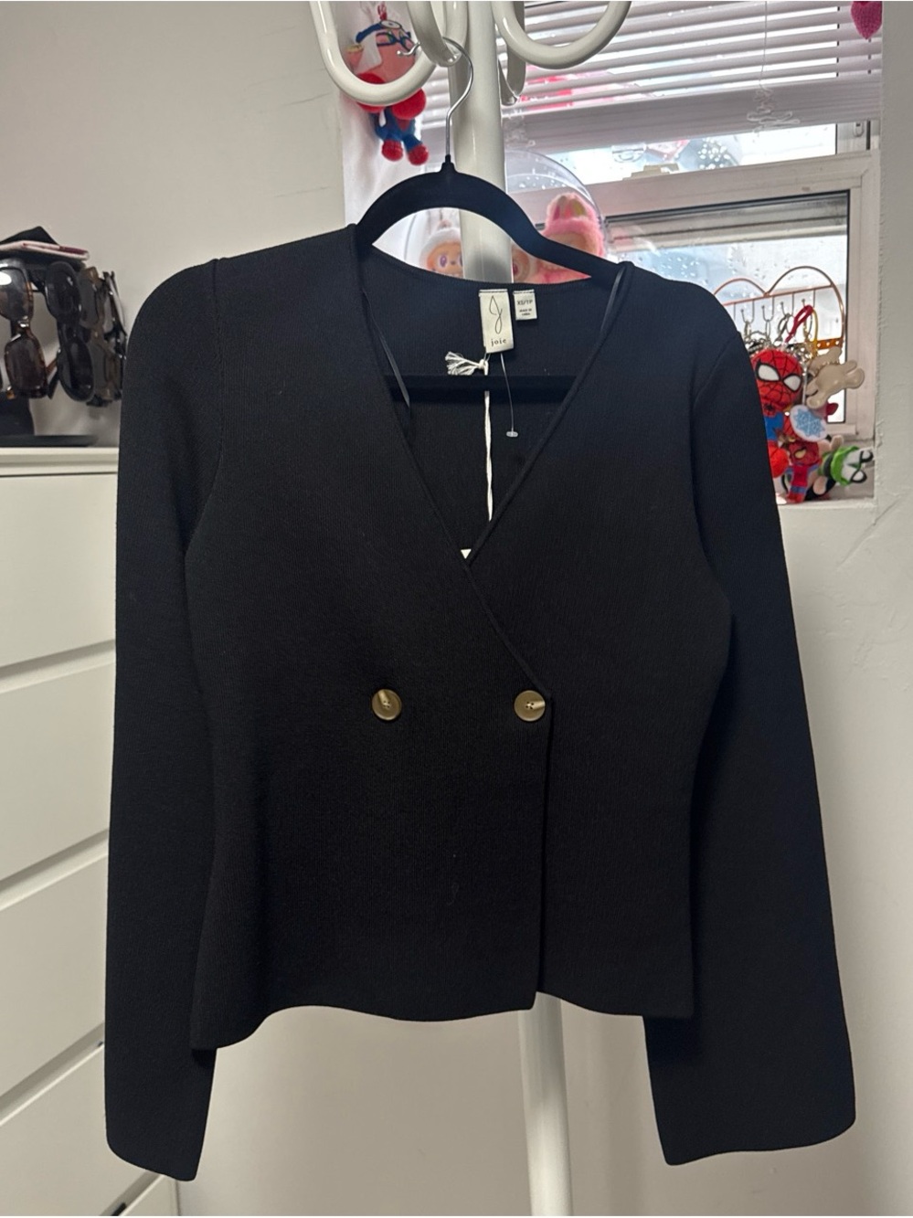 Joie Black Double-Breasted Cardigan